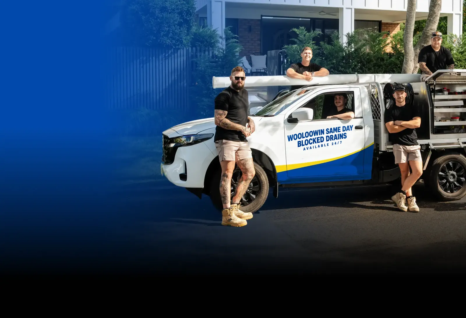 Wooloowin Same Day Blocked Drains team with the ute
